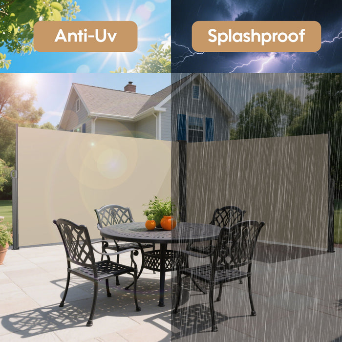 Retractable Side Awning, Waterproof And UV Resistant, Privacy Screen For Patio