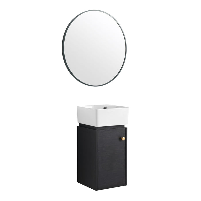 Compact Bathroom Vanity With Sink, Soft Close Door - Black Chestnut