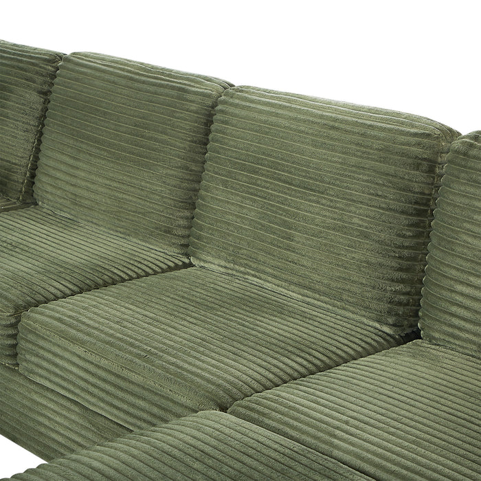 Upholstered U-Shaped Sectional Sofa With Movable Ottoman And Side Storage Pockets