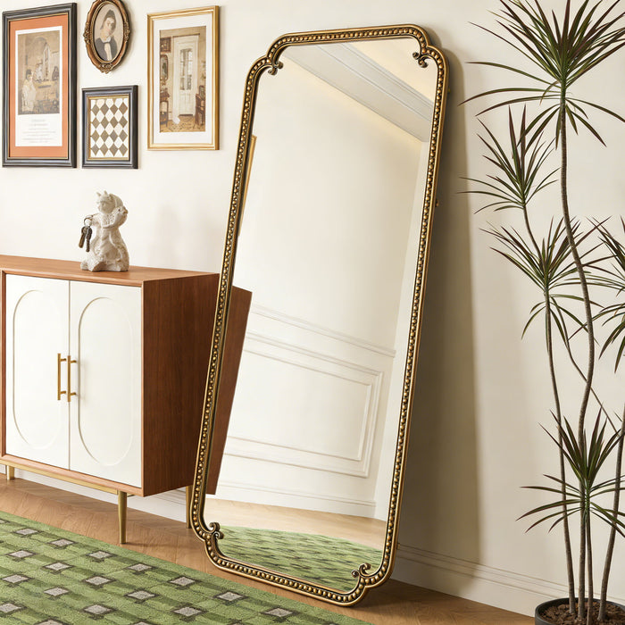 Full Length Mirror With Stand, Floor Standing Dressing For Bedroom - Antique Gold