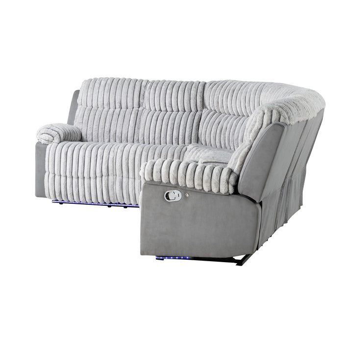 Bruni - Sectional Sofa With LED Lighting And Manual Recline - Gray