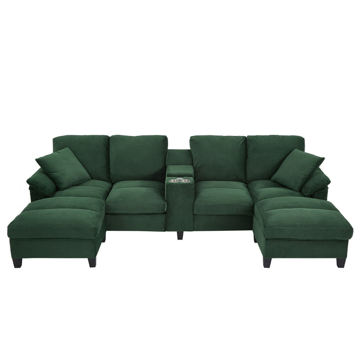 Modern U-Shaped Sectional Sofa With Storage Ottomans