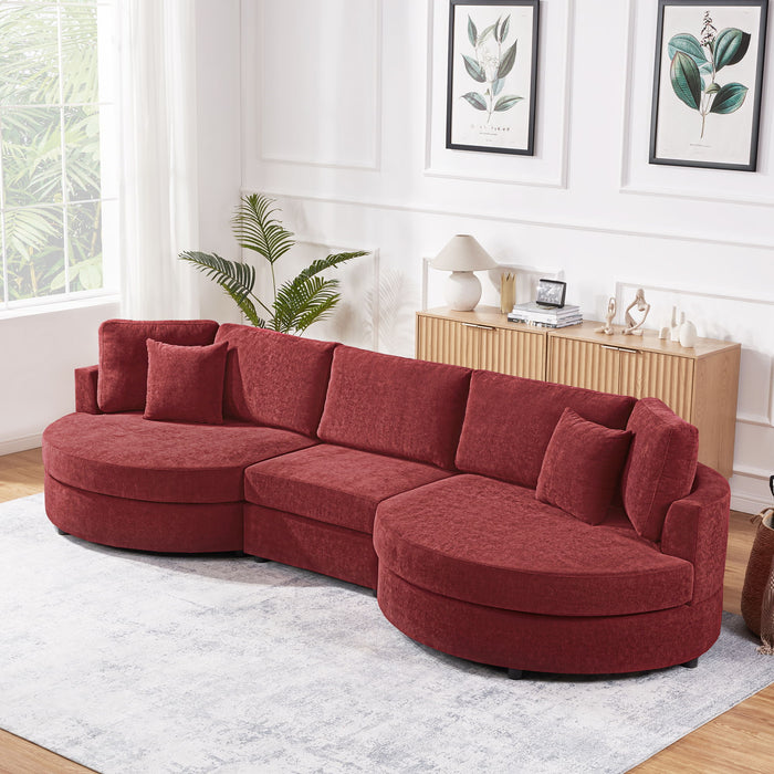 Modern 3 Seater Upholstered Sofa With Curved Design