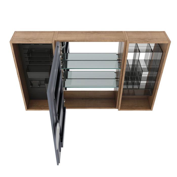 Wall Mounted Bathroom Mirror Cabinet With Storage - Imitative Oak