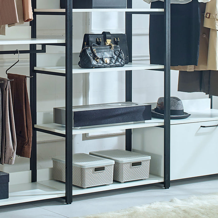 Fiona - Freestanding Walk In Wood Closet System & Metal Frame Melamine - White