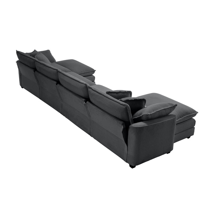 Modular Oversized Cushion Sofa With Ottoman, Low Back, Deep Seating Sofa Set