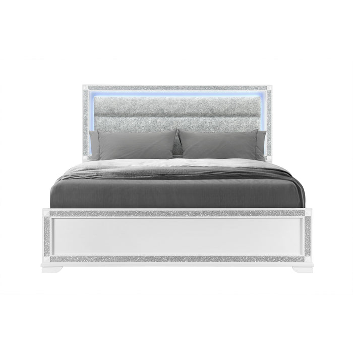 Soulmarie - Bed With LED Lighting And Padded Headboard