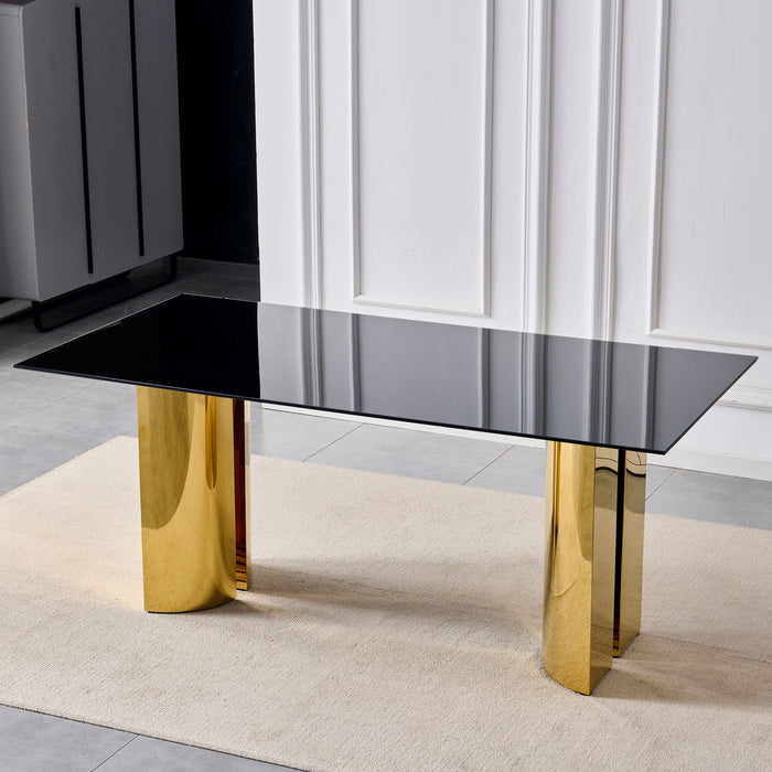 Rectangular Dining Table - Gold / Black