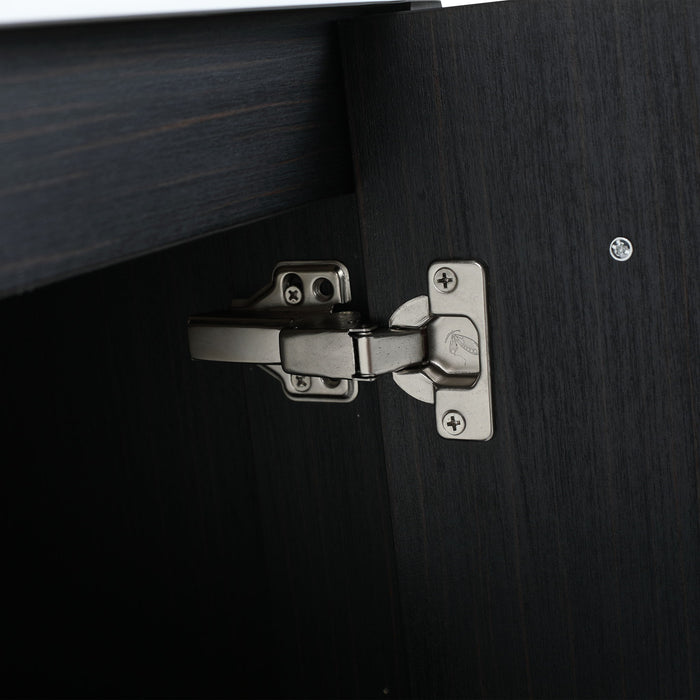 Modern Wall Mounted Bathroom Vanity With Resin Sink And Storage Rack