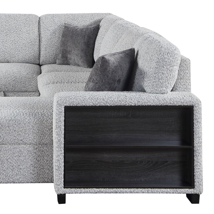 Giza - Modular Sectional Sofa With Sleeper, Storage, USB Charging - Gray