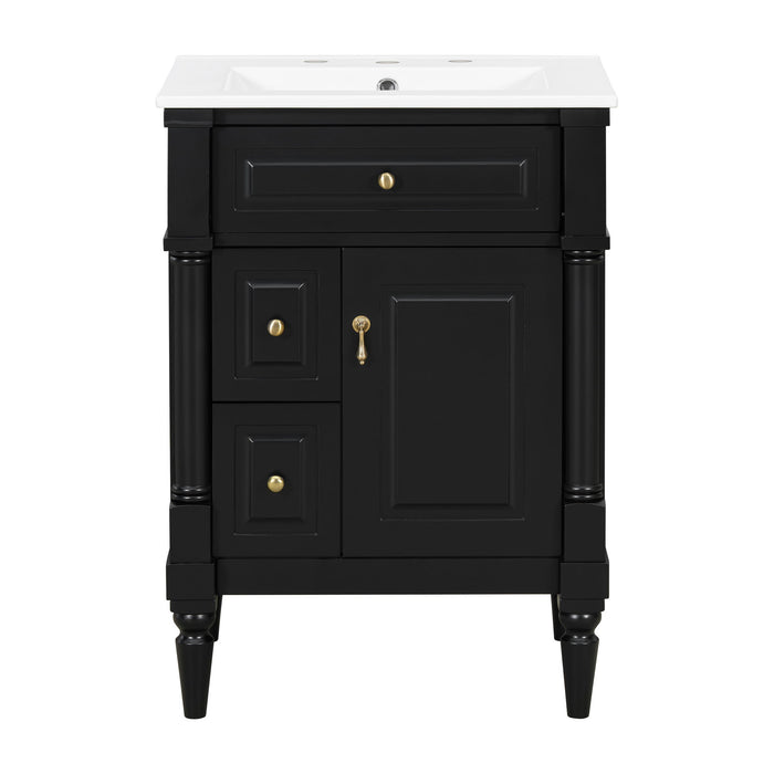 Freestanding Bathroom Vanity With Sink, Adjustable Shelf & Flip Drawer