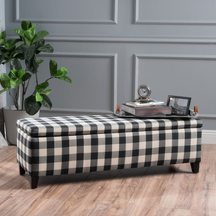 Contemporary Storage Ottoman With Seating And Storage - Black