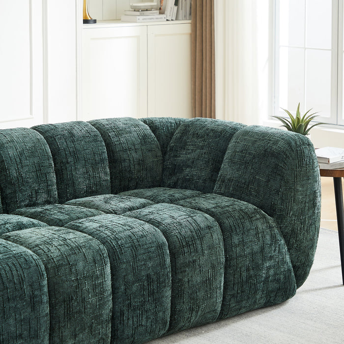 Quilted Cloud Sofa With Rounded Armrests And Piano Key Backrest Design