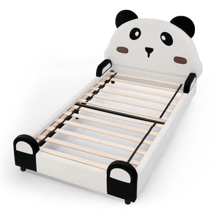Twin Size Cute Panda Shaped Kids Bed - White / Black