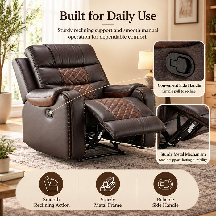Heated Massage Recliner With Remote Control - Brown