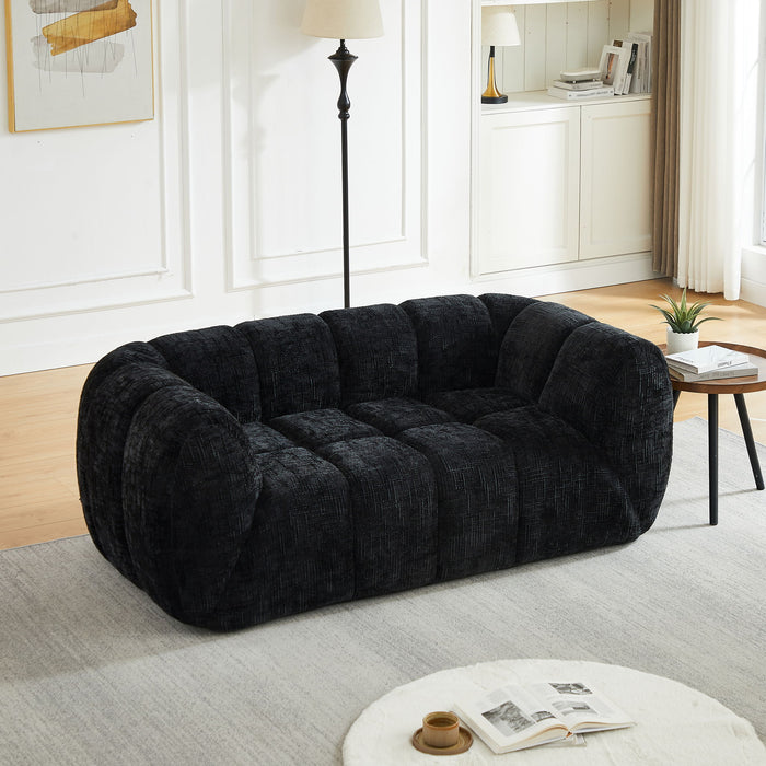Quilted Cloud Sofa With Rounded Armrests And Piano Key Backrest Design