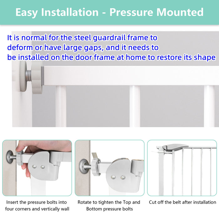 Pressure Mounted Baby Gate For Stairs - White