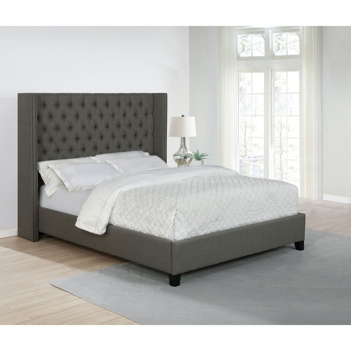 Lendra - Upholstered Wingback Bed With Tufted Headboard