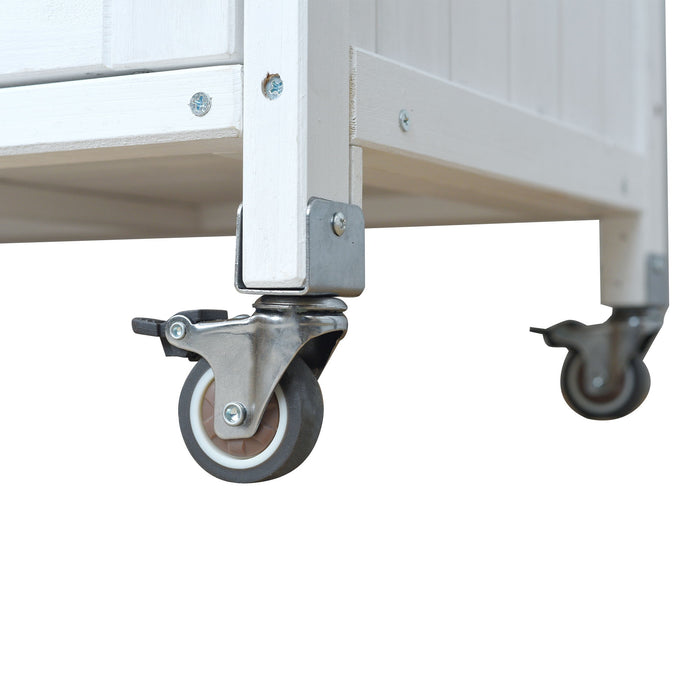 Foldable Outdoor Kitchen Island With Lockable Wheels, Storage Cabinet And Towel Rack For Patio