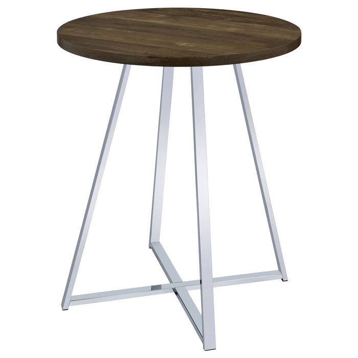 Burkhart - Round Height Bistro Bar Table - Brown Oak