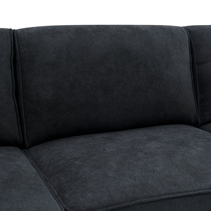 Upholstered Modular Sectional, Customizable Layout, Removable Cushions - Black