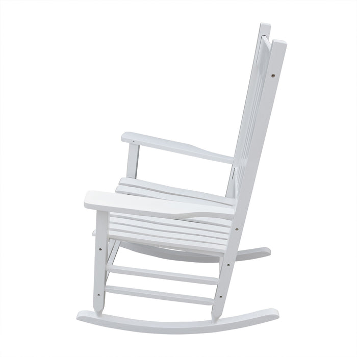 Classic Wooden Porch Rocker Chair White Populus Wood Comfortable Design