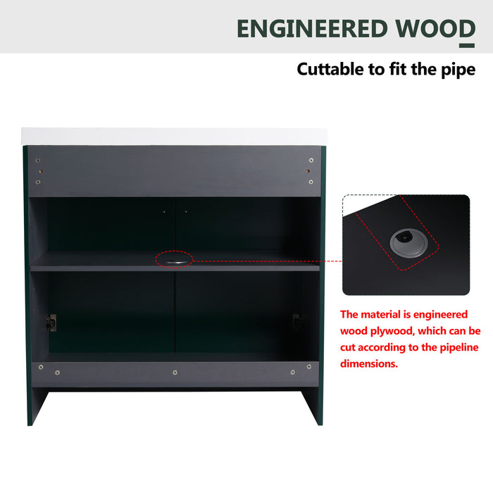 Contemporary Freestanding Bathroom Vanity With Resin Sink & Soft-Close Cabinet Doors