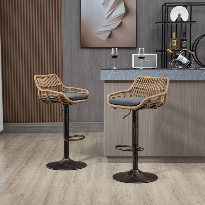 Modern Swivel Bar Stools Adjustable Counter Chairs With Footrest (Set of 2)