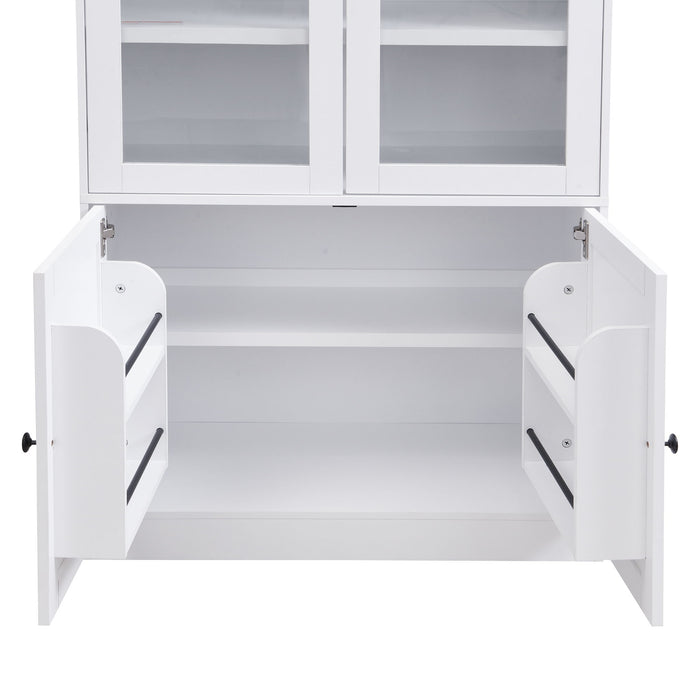 Tall Arched Top Storage Cabinet With 5 Tier Shelves, Soft Close Hinges