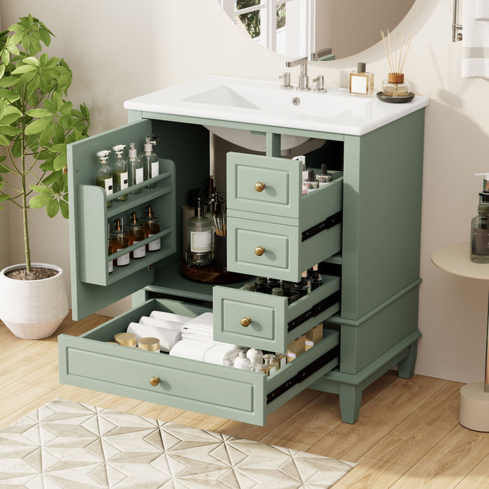 Freestanding Bathroom Vanity With Sink, Soft Close Door, 3 Drawers