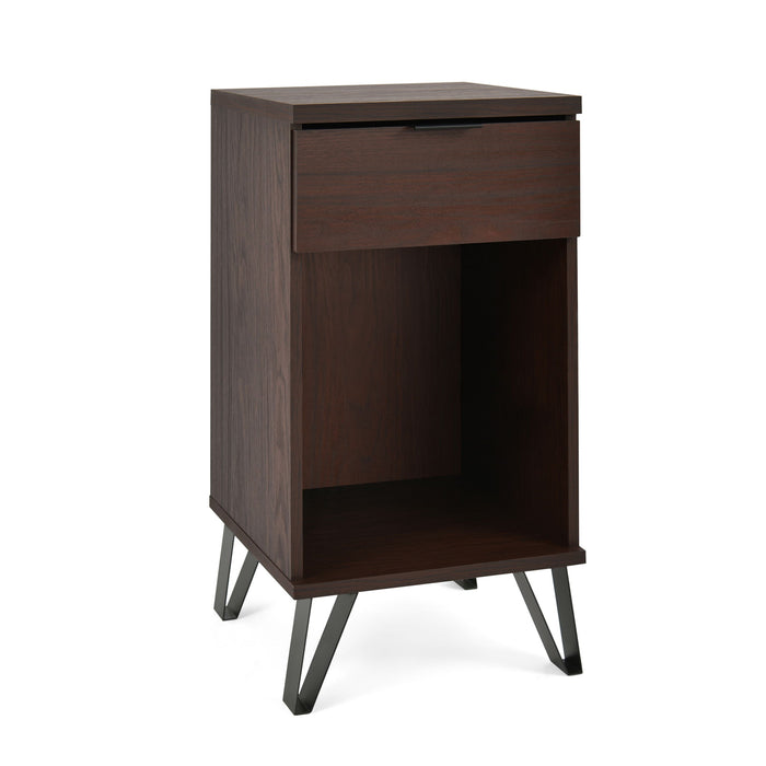 Modern Industrial Tall End Table With Drawer And Shelf - Walnut