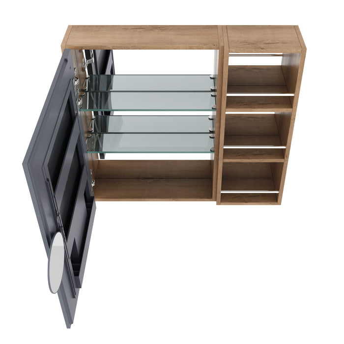 29.63" Wall Mounted Bathroom Cabinet With Adjustable Shelves - Imitative Oak
