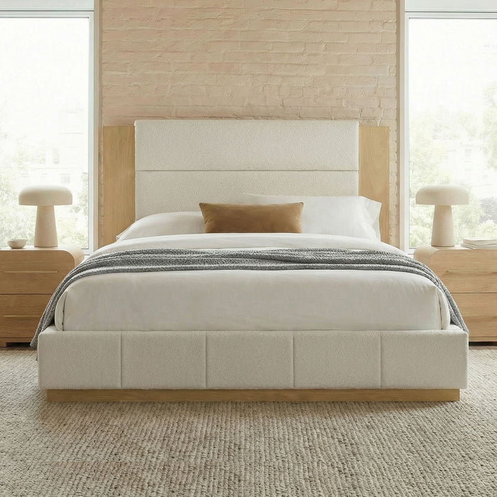 Modern Upholstered Platform Bed With Extended Headboard