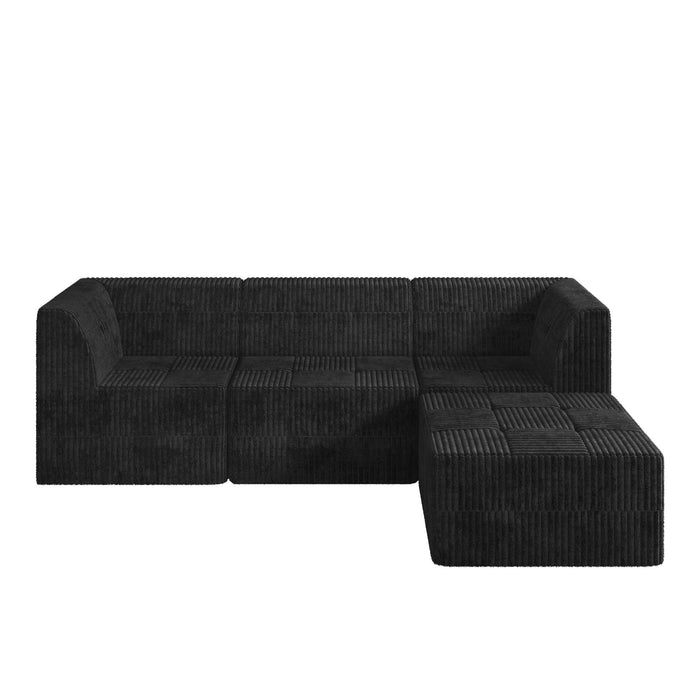 Modern Minimalist L Shape Modular Sectional Sofa, Sleeper Corduroy Couch