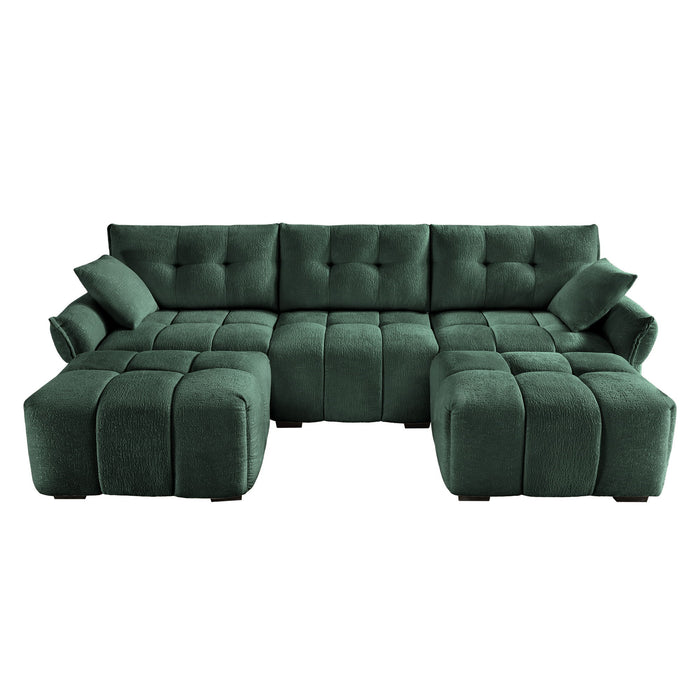Sofa Set With Ottoman And Pillows, Textured, High Resilience Cushions