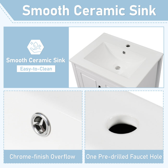 Retro Bathroom Vanity With Sink, Soft Closing Cabinet & Drawers