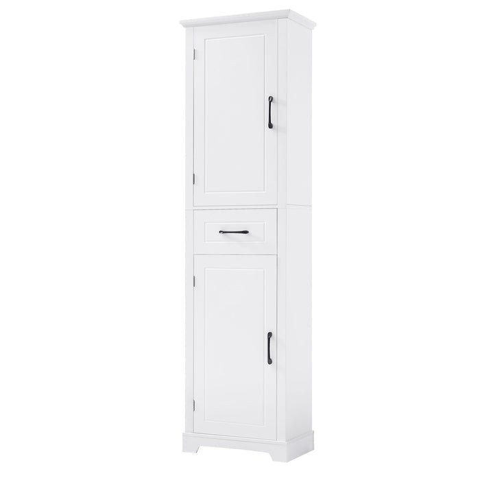 Tall Freestanding Bathroom Storage Cabinet With 2 Doors And Adjustable Shelves