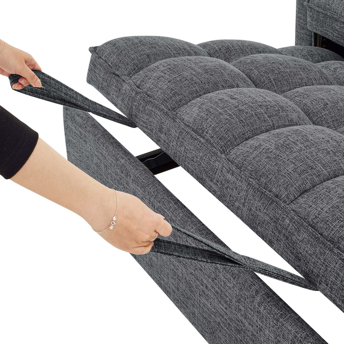 Sienna - Tufted Convertible Sleeper Sofa With Chaise - Gray