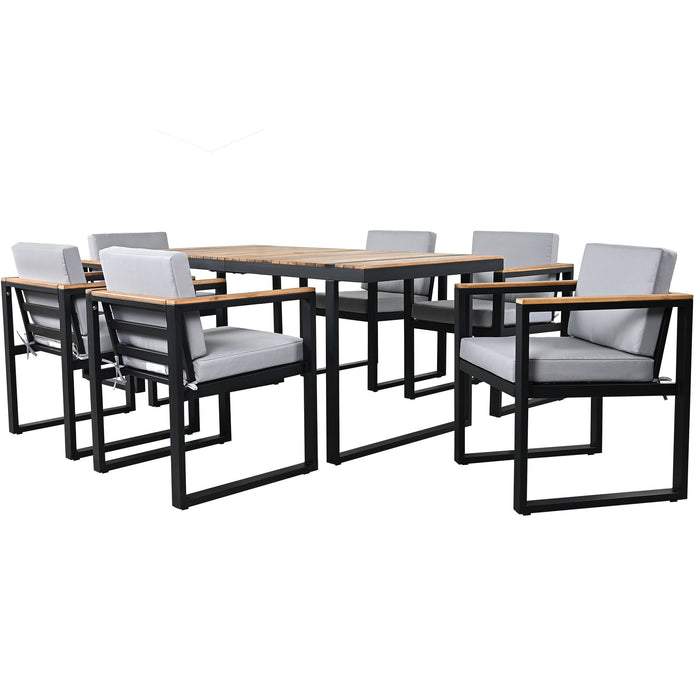 7 Pieces Outdoor Dining Set Patio Dining Table And Chair Set With And Removable Cushions For Patio