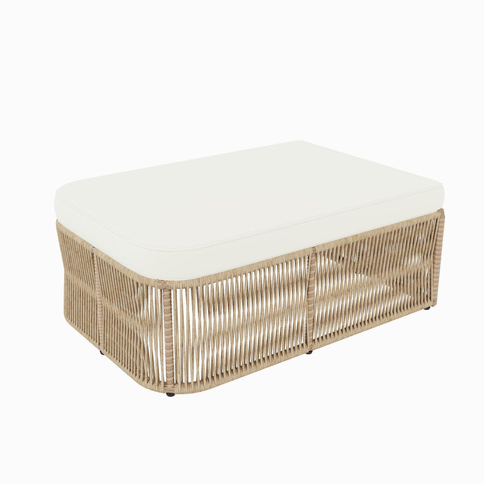 Outdoor Modular Conversation Sofa With Cushions And Coffee Table - Beige