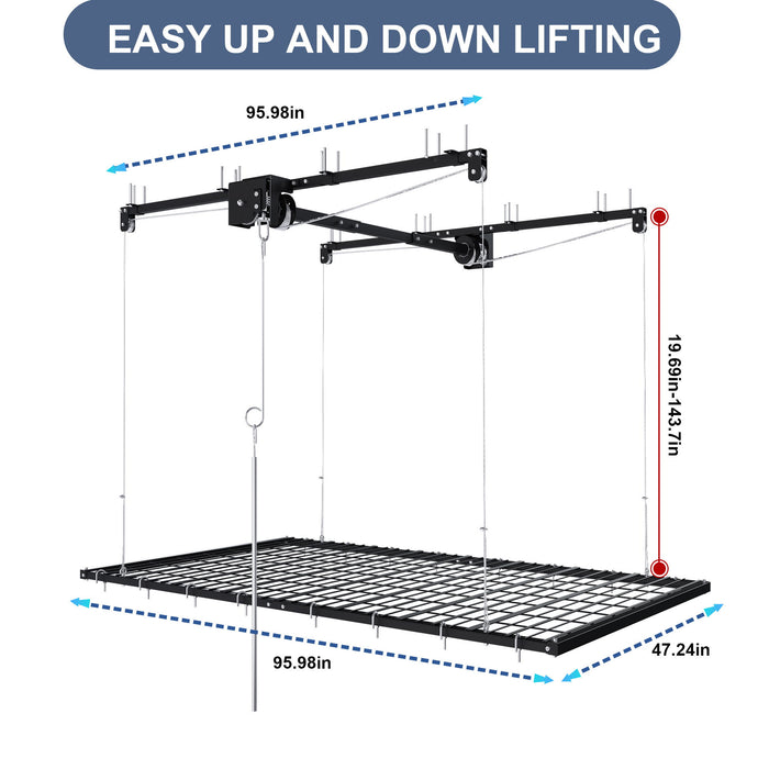 4 X 8 Ft Overhead Garage Storage Rack - Black