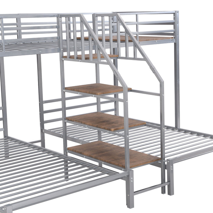 Metal Bunk Bed With Storage Shelves Staircase