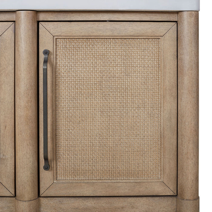 Cement Topped Server With Cane Insets - Sand