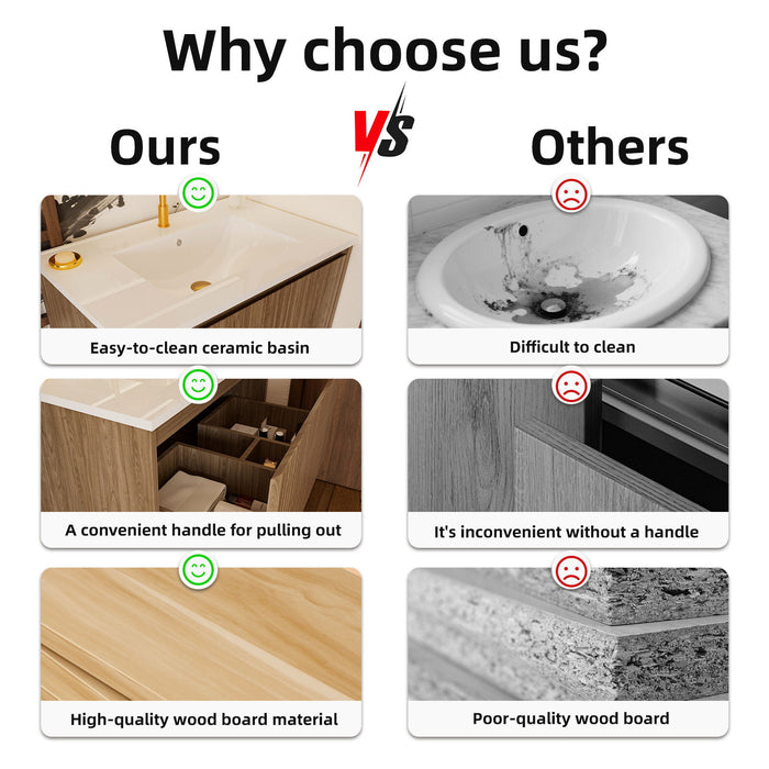 Wall Mounted Floating Bathroom Vanity With Sink And Drawers