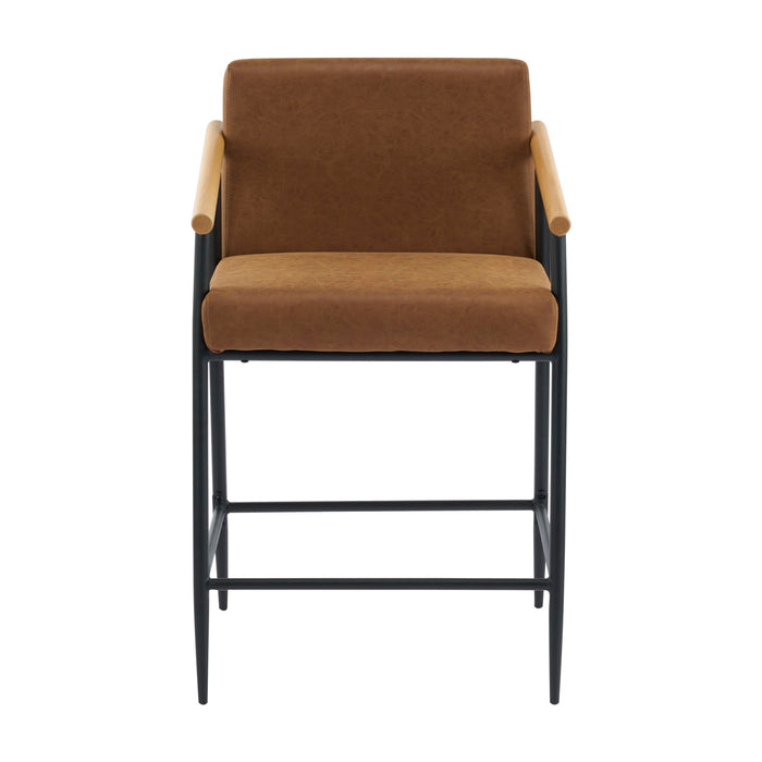 Mid Century Modern Counter Stool Set With Iron Frame