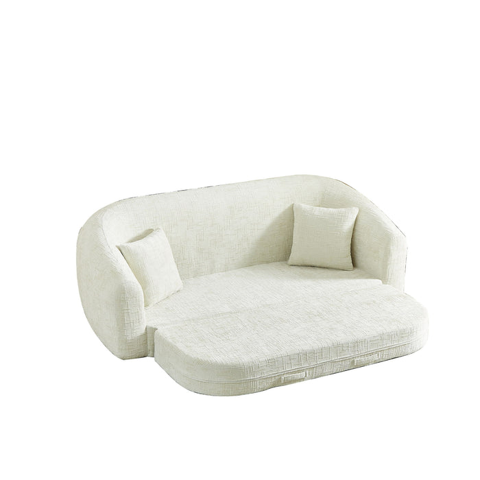 Curved Convertible Sofa, 2 In 1 Fold Out Bed With Pull Out Base And Deep Seat