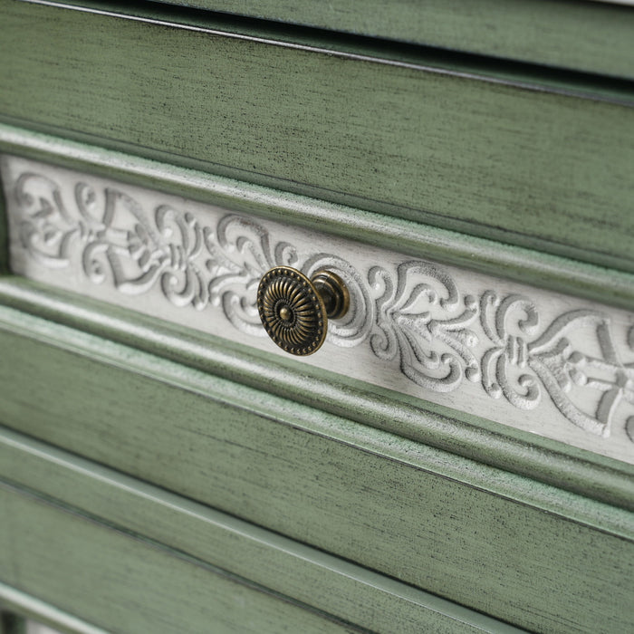 Bathroom Vanity With Rectangle Sink, Tip Out Tray - Antique Blue Green