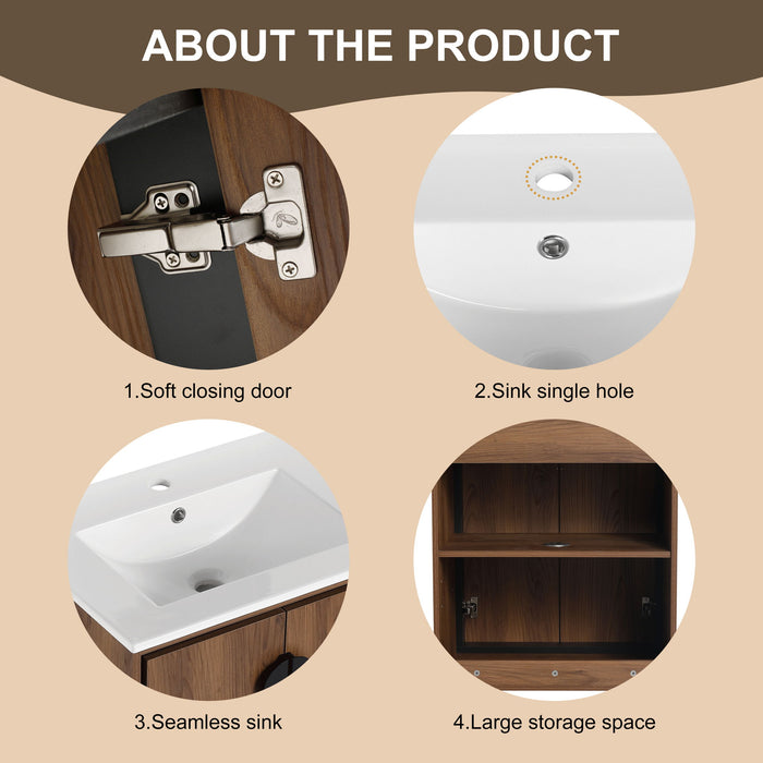 Modern Bathroom Vanity With Top Sink, Engineered Wood Storage Cabinet