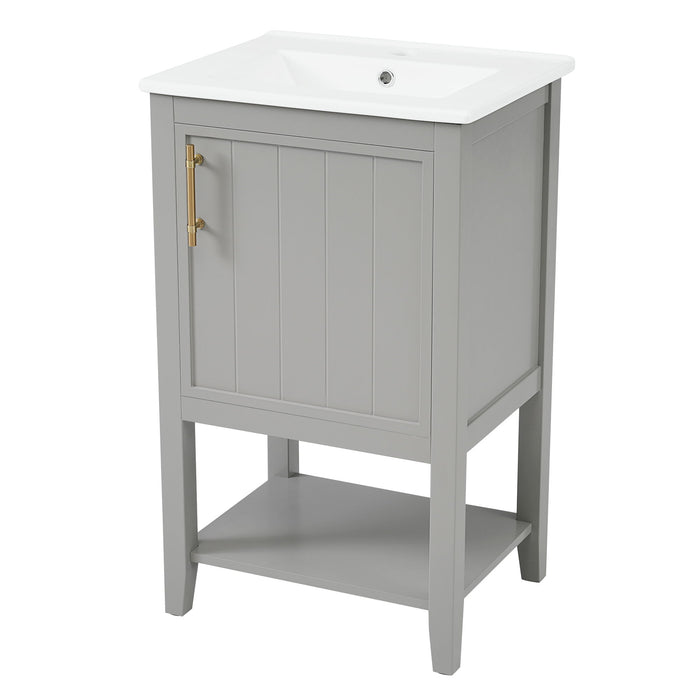 Modern Bathroom Vanity With Sink, Soft-Closing Door And Open Shelf