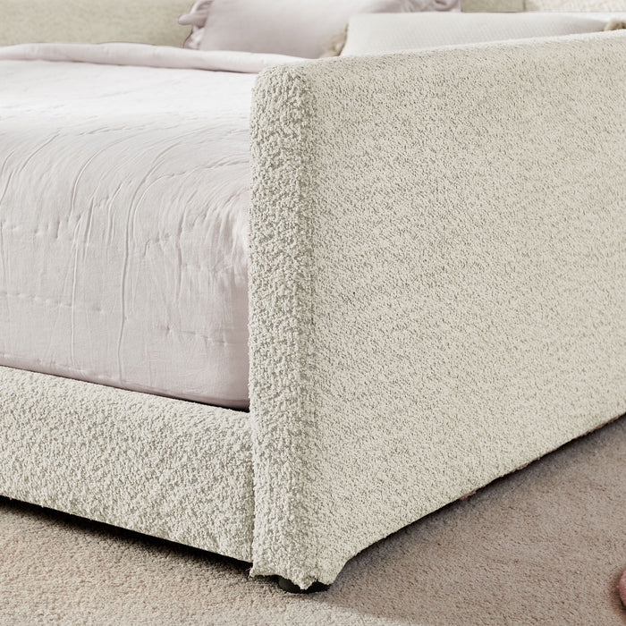 Cute Rabbit Ear Upholstered Platform Bed Frame With Safety Rail